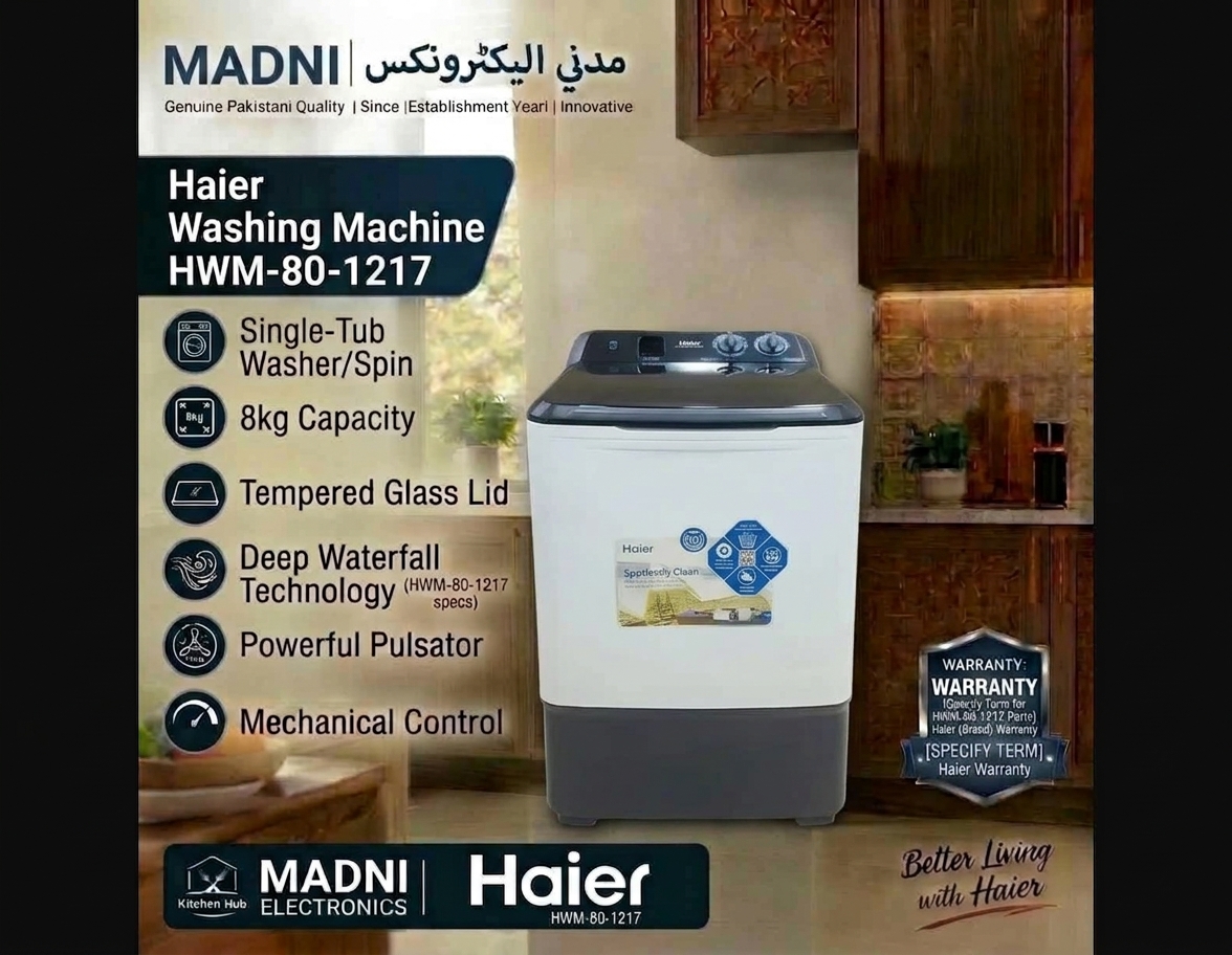 Haier Washing Machine HWM-80-1217 — Madni Electronics
