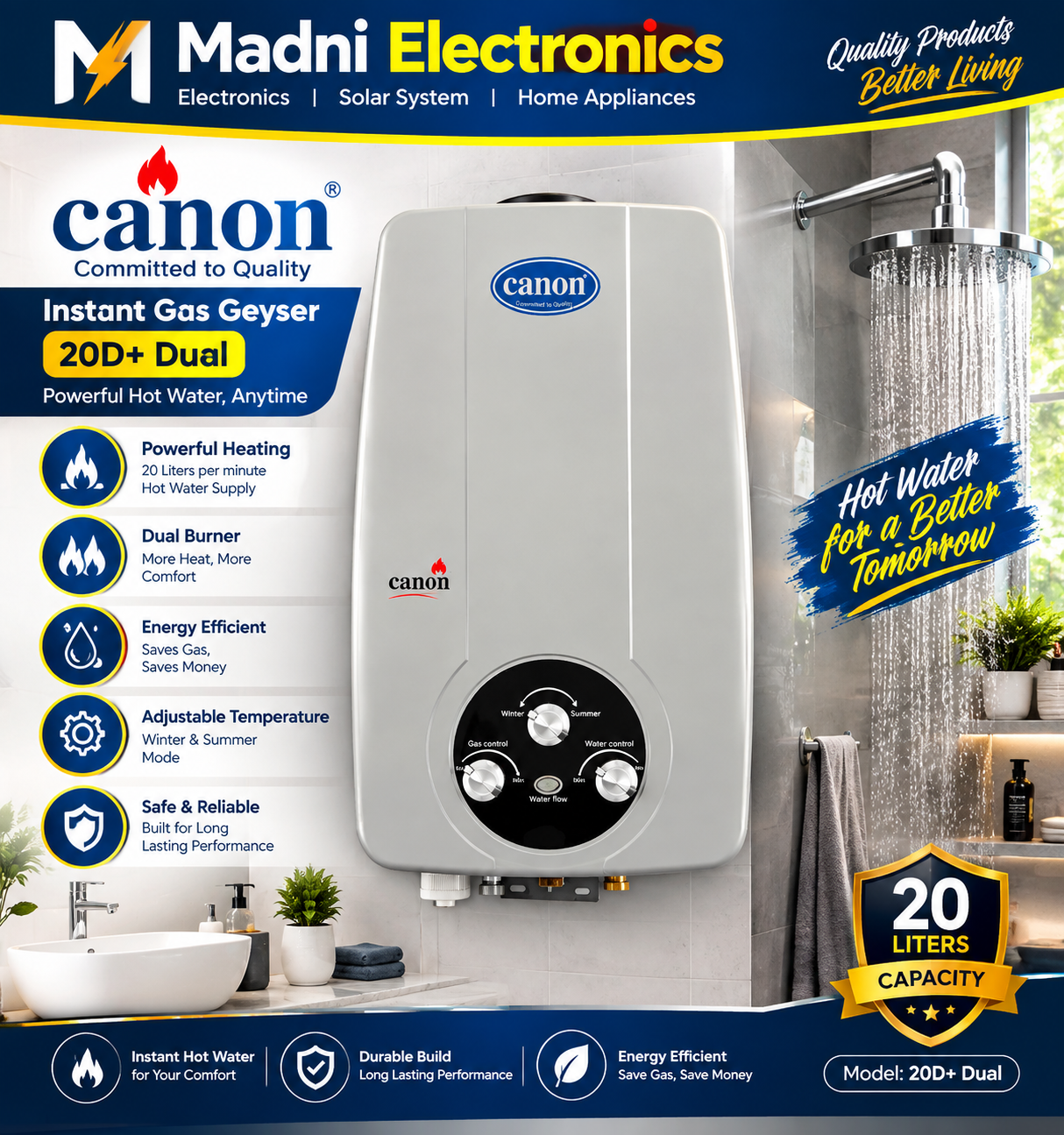 Canon Instant Gas Geyser 20D+ Dual — Madni Electronics