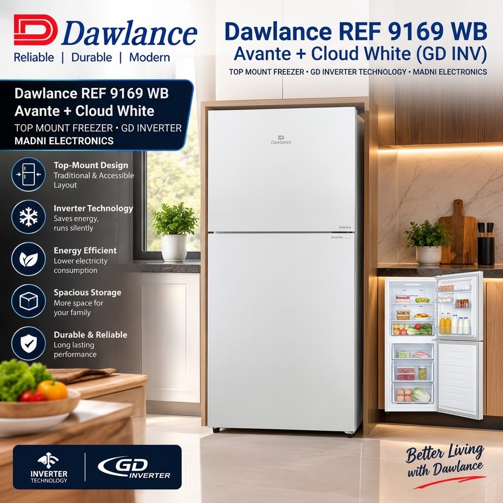 Dawlance REF 9169 WB Avante + Cloud White (GD INV) — Madni Electronics
