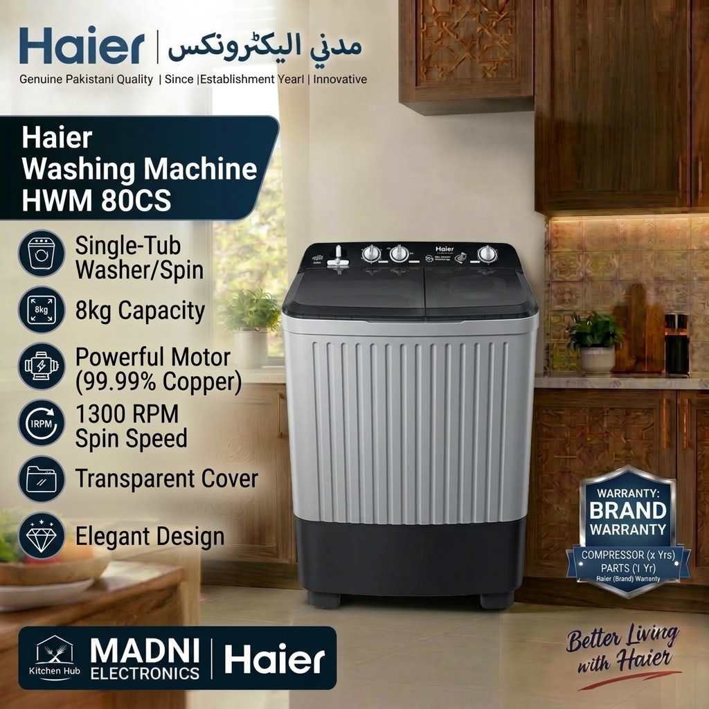 Haier Washing Machine HWM 80CS — Madni Electronics